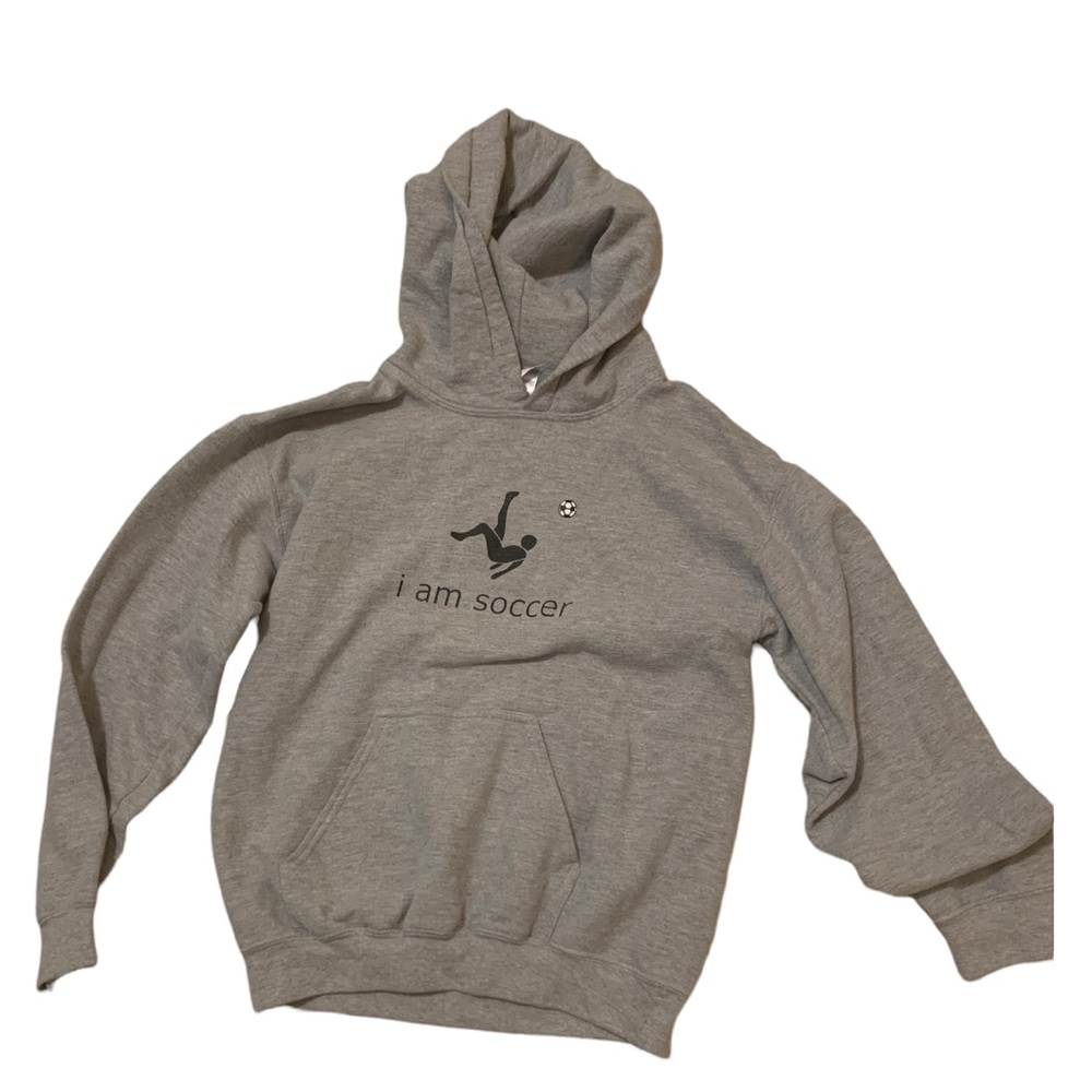 Soccer Shirt Sweatshirt Small Gray Pockets Hood I Am Soccer.